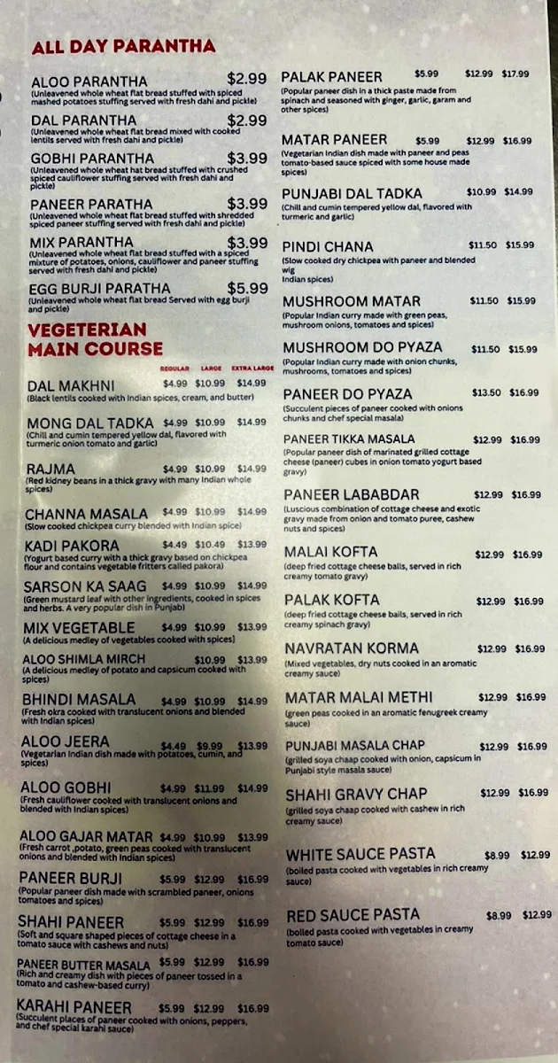 Menu, Royal Punjabi Restaurant & Caterers