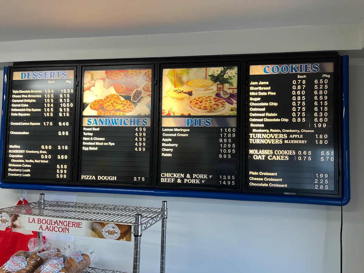 Menu, Aucoin Bakery