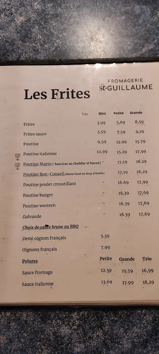 Menu, Restaurant Le Canadien