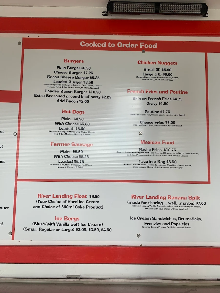 Menu, The Sugar Shack