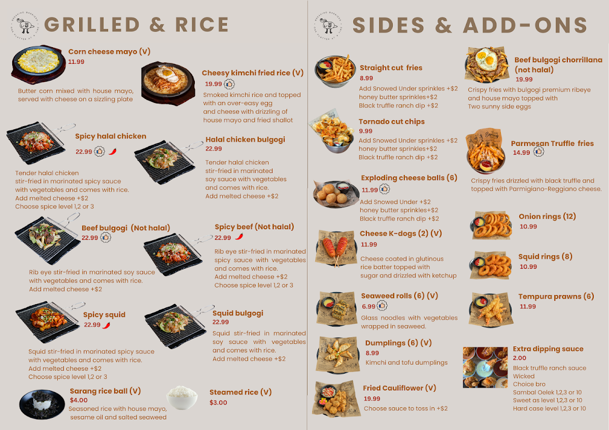 Menu, Sarang Kitchen