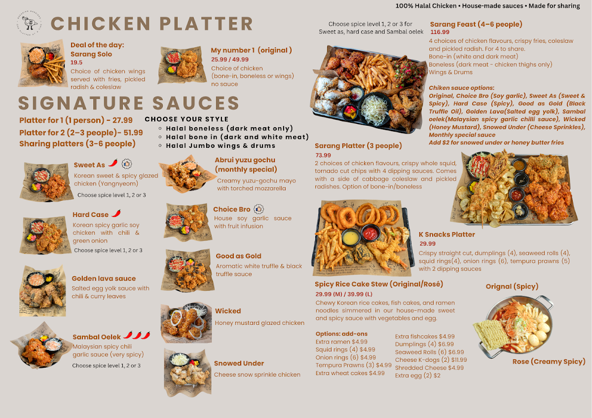 Menu, Sarang Kitchen