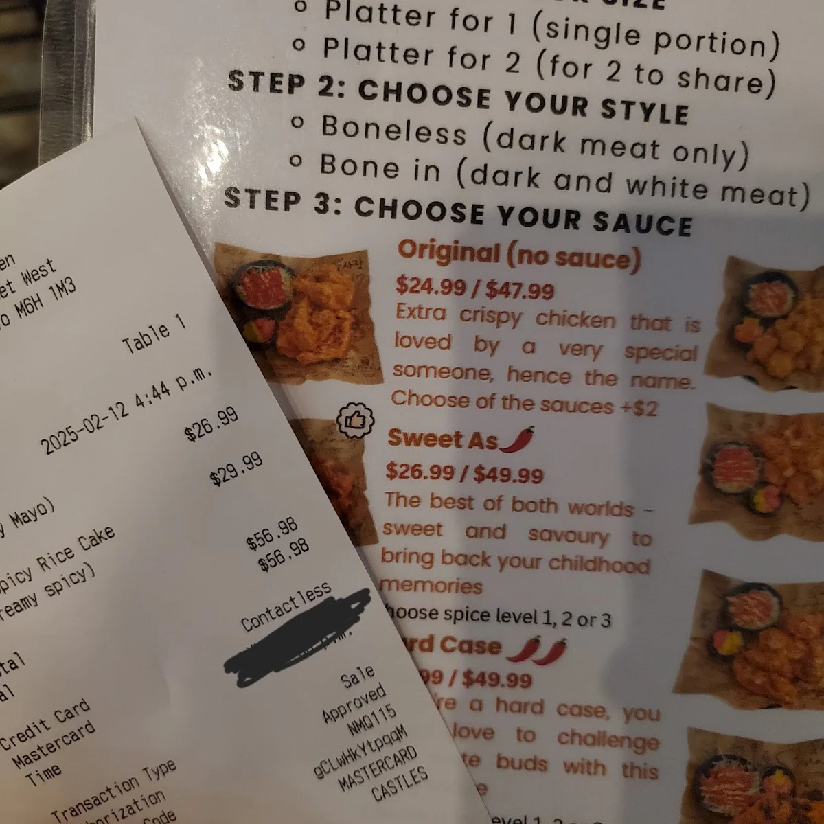 Menu, Sarang Kitchen