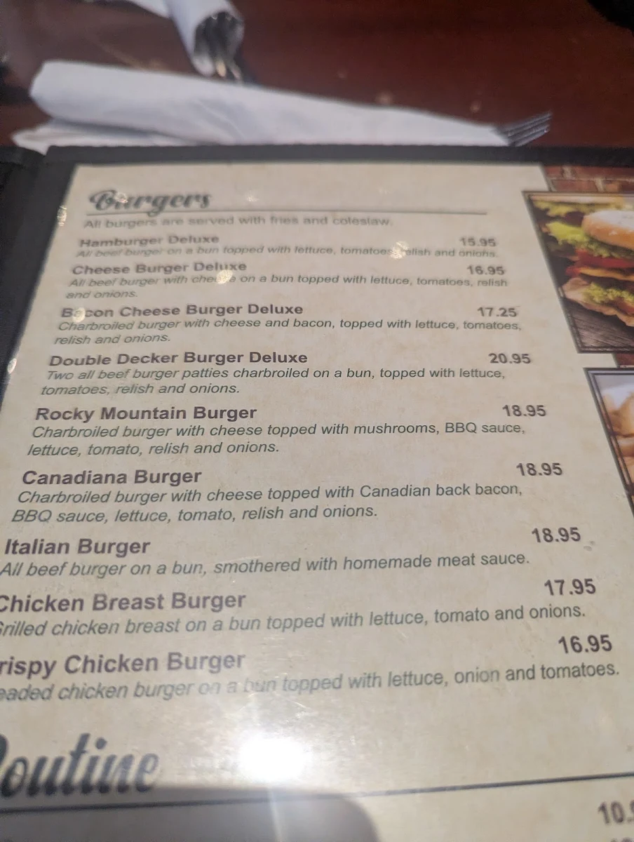 Menu, Thruway Restaurant