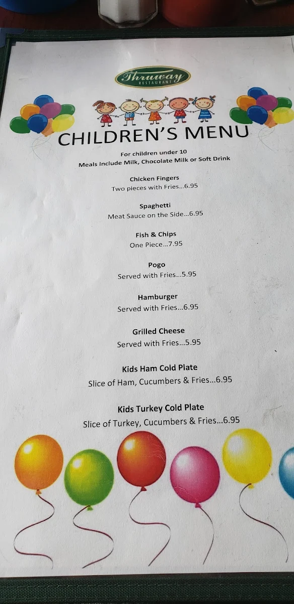 Menu, Thruway Restaurant
