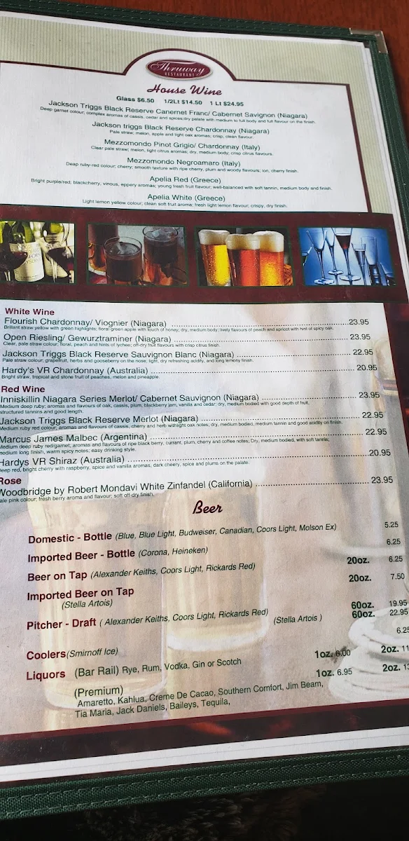 Menu, Thruway Restaurant