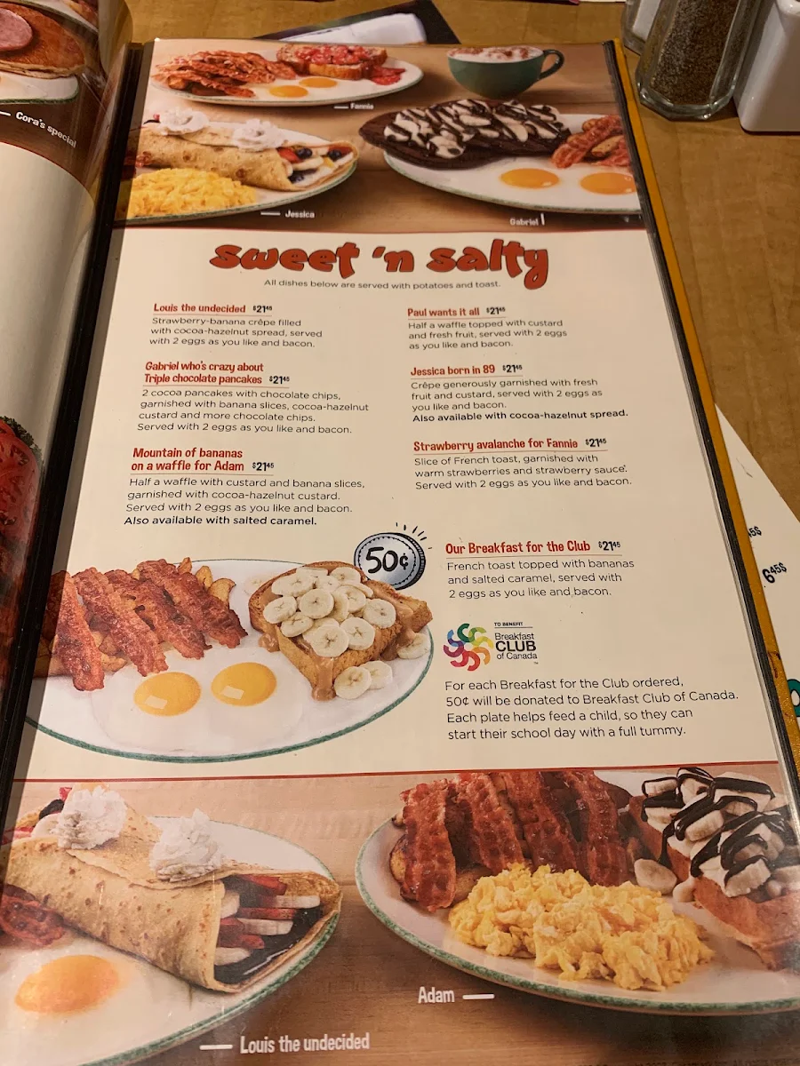 Menu, Cora Breakfast and Lunch