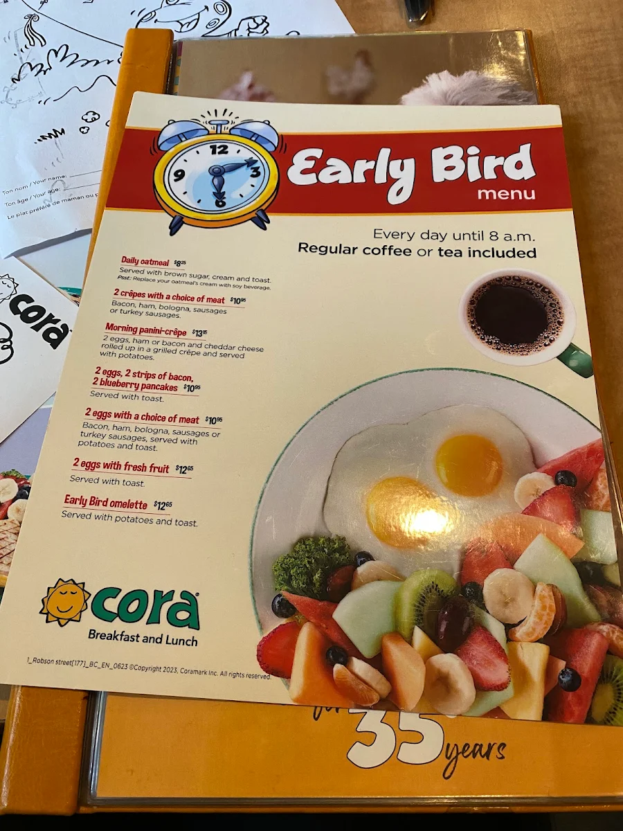 Menu, Cora Breakfast and Lunch