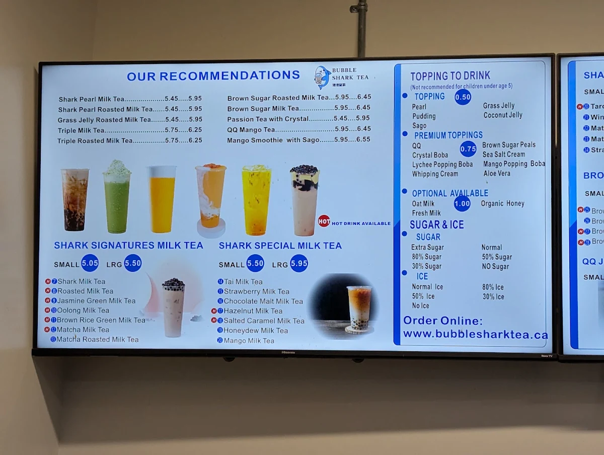 Menu, Bubble Shark Tea