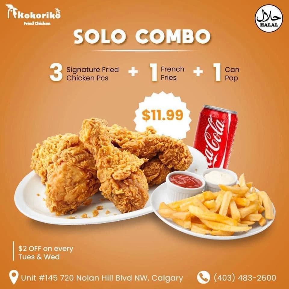 Menu, Kokoriko Fried Chicken