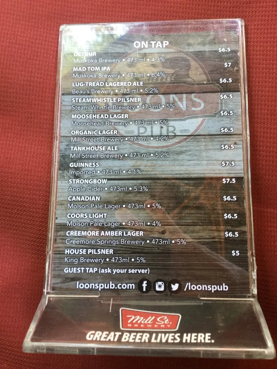 Menu, Loons