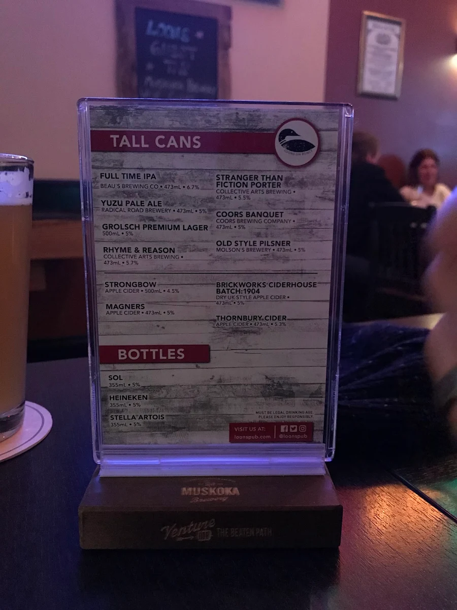 Menu, Loons
