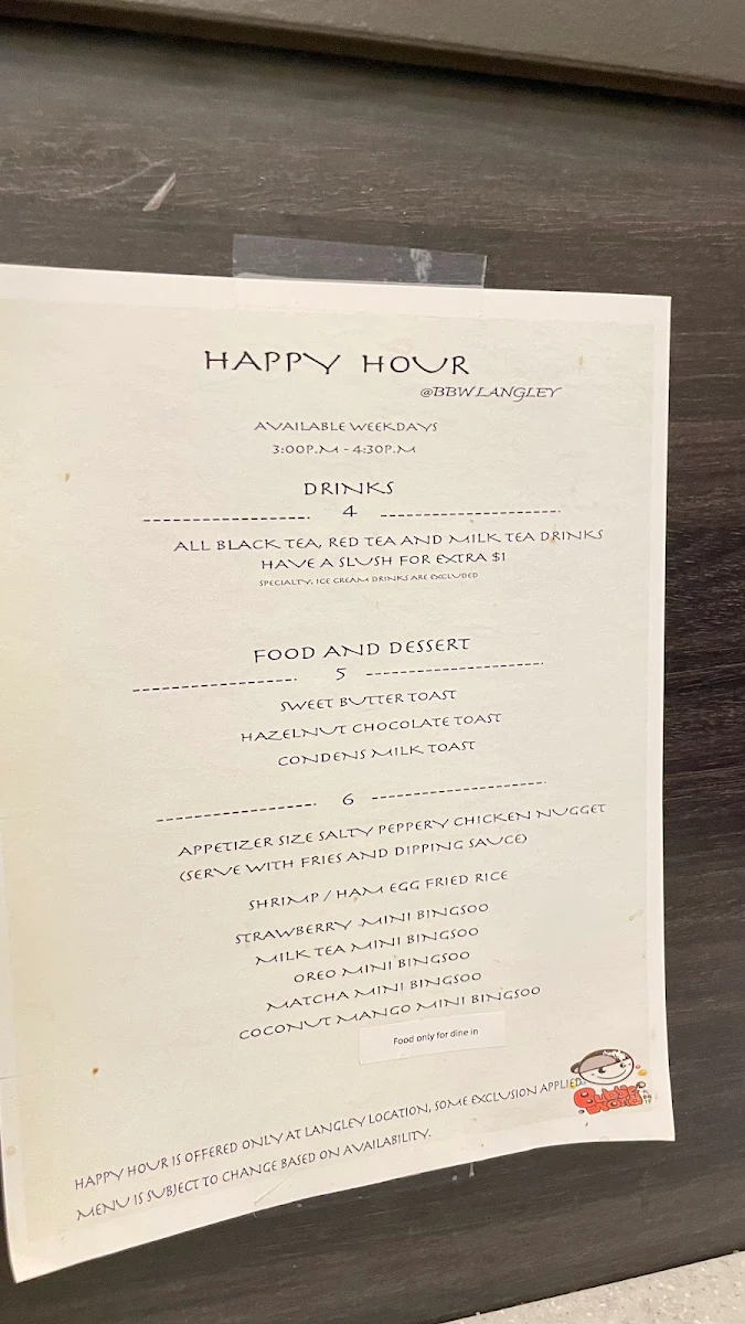 Menu, Bubble World