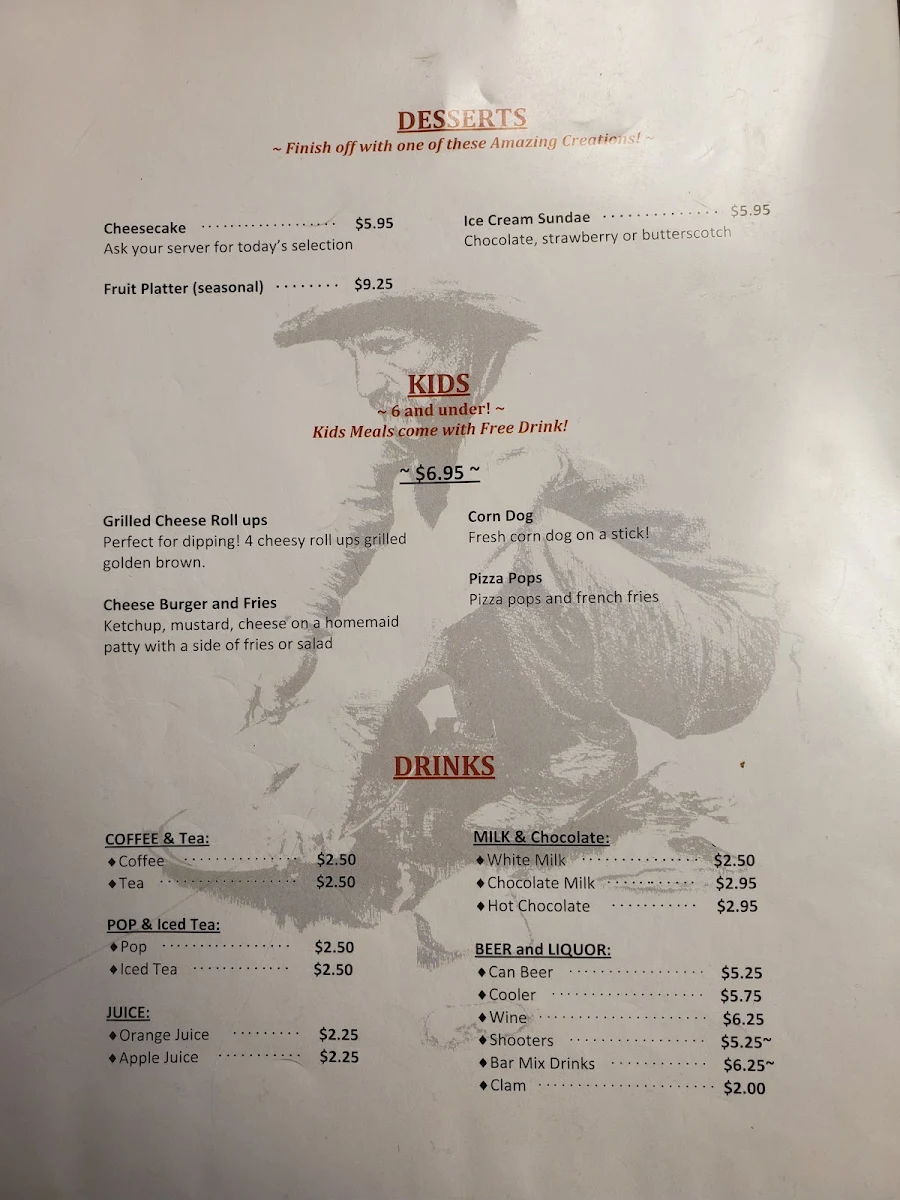 Menu, The Copper Kettle Restaurant