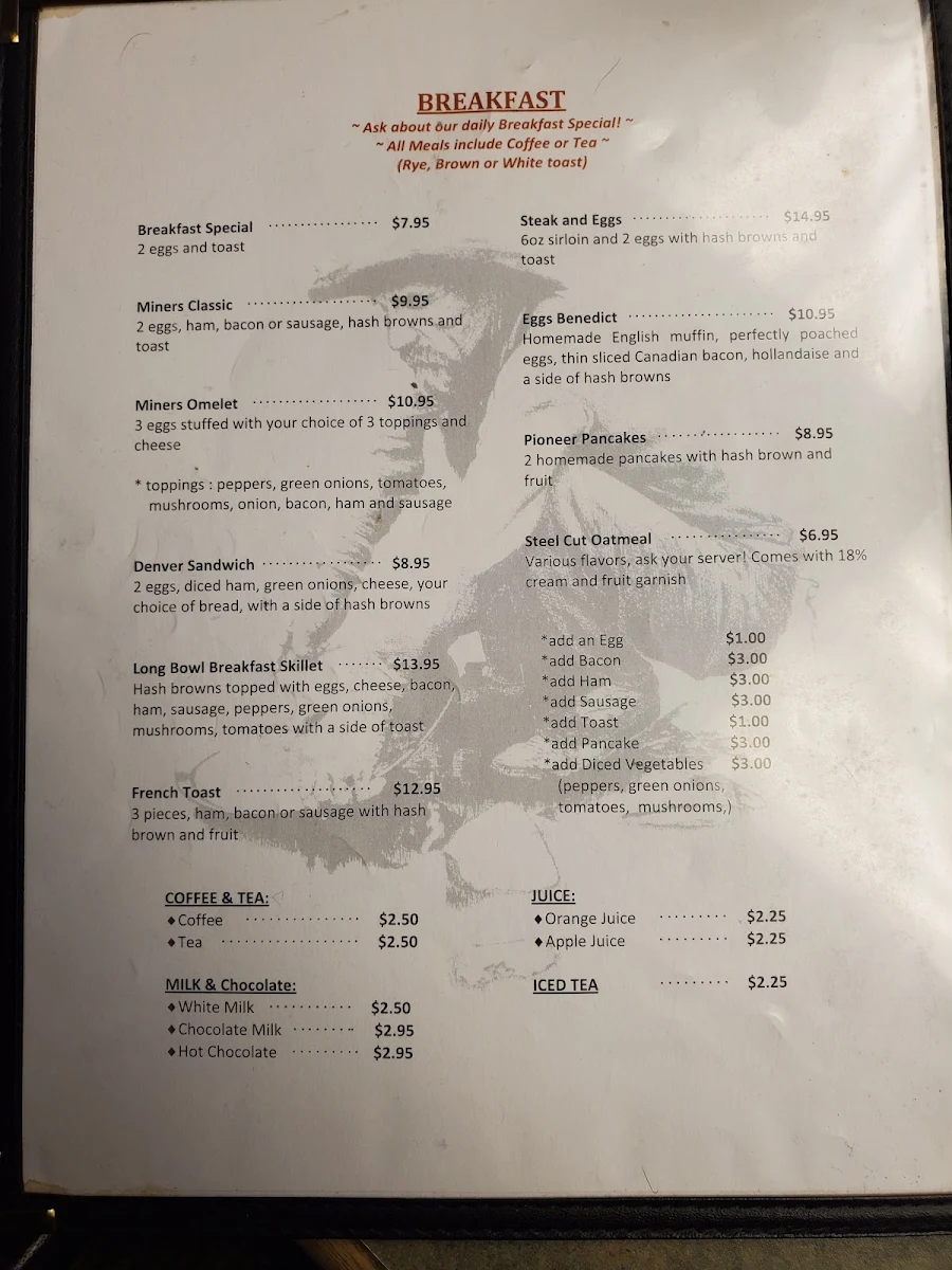 Menu, The Copper Kettle Restaurant