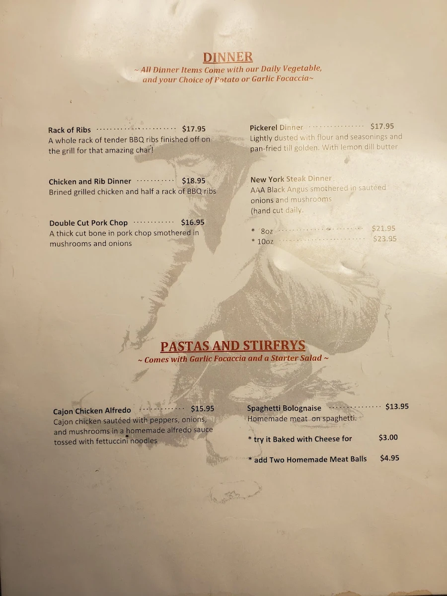 Menu, The Copper Kettle Restaurant