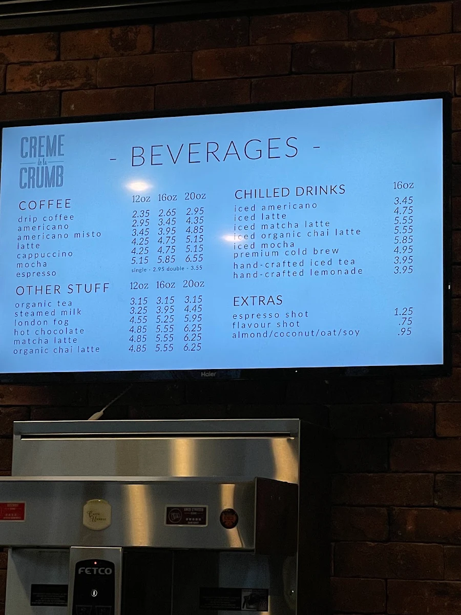Menu, The Between Cafe