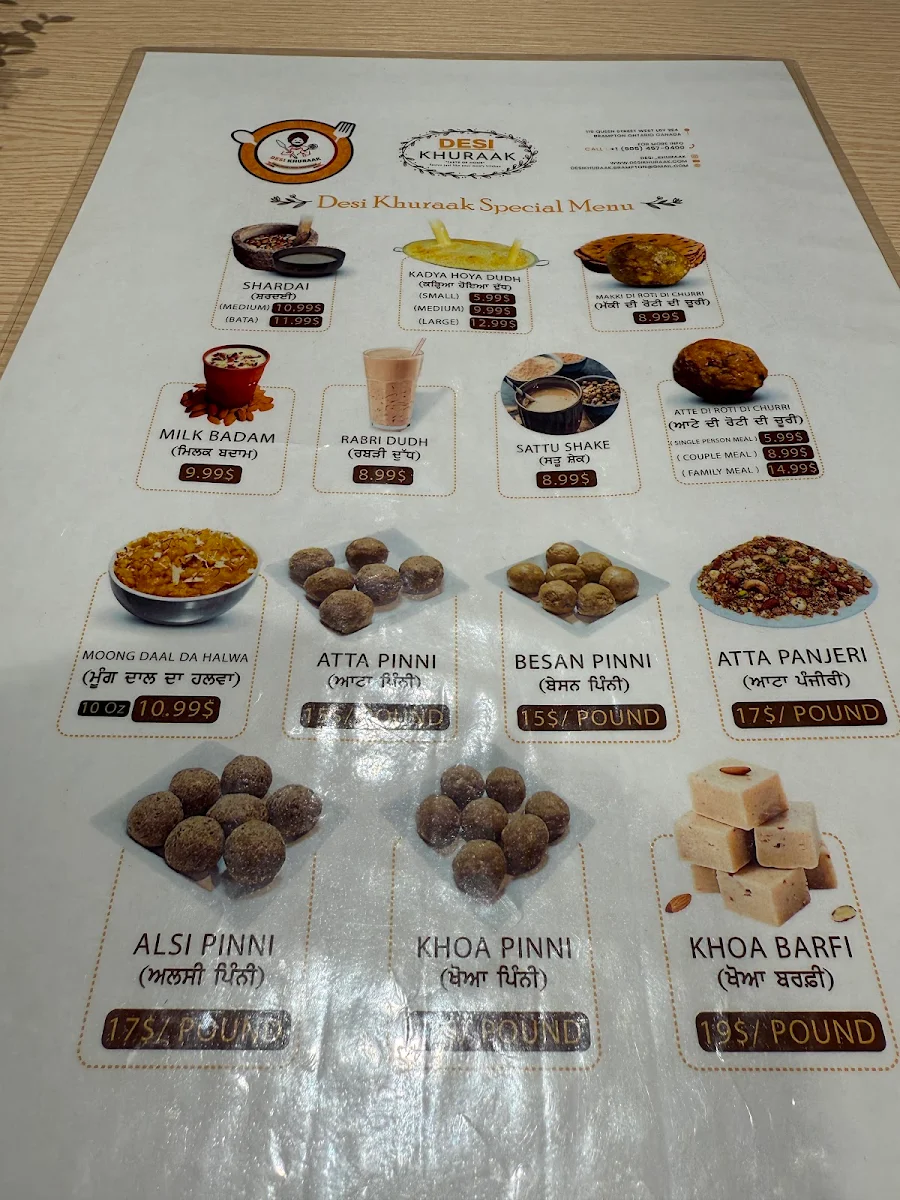 Menu, Desi Khuraak Brampton | Best Indian Restaurant in Brampton