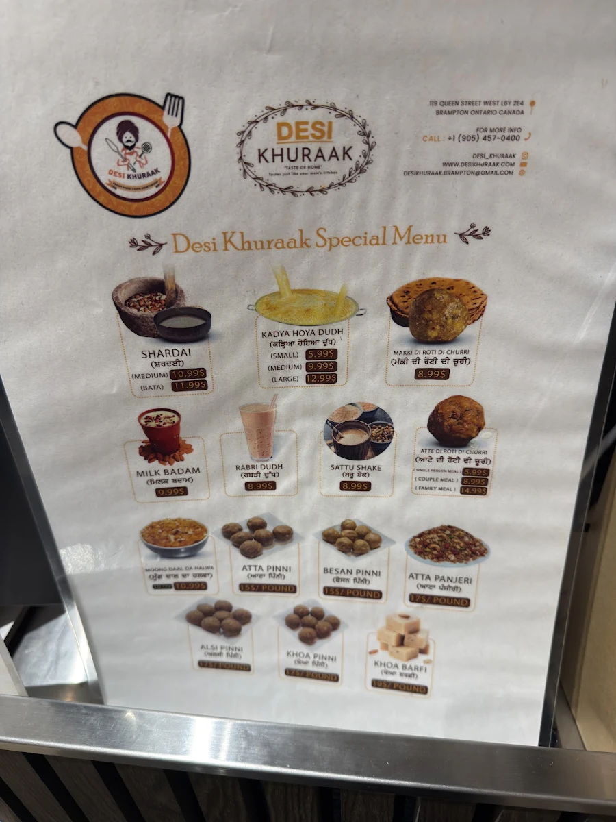 Menu, Desi Khuraak Brampton | Best Indian Restaurant in Brampton