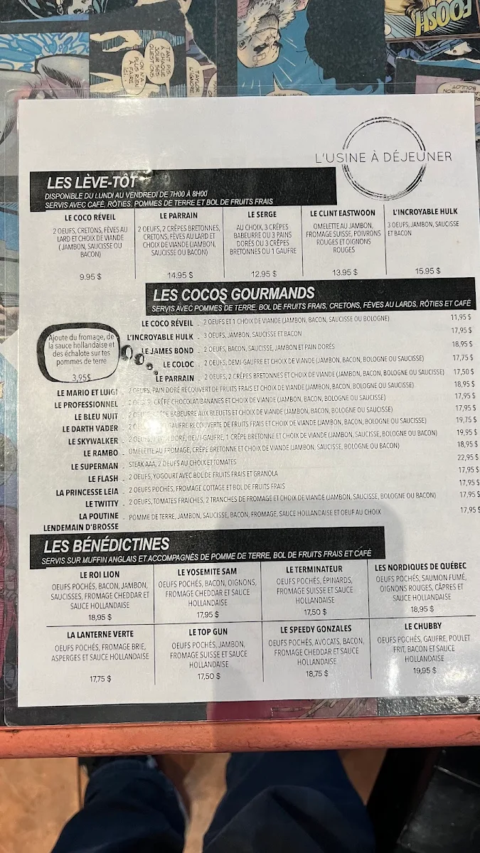 Menu, AM - L 'usine à Déjeuner