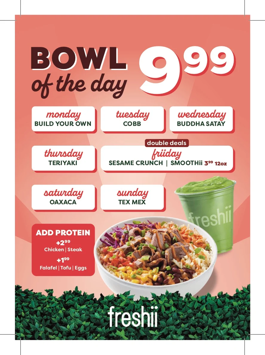 Menu, Freshii