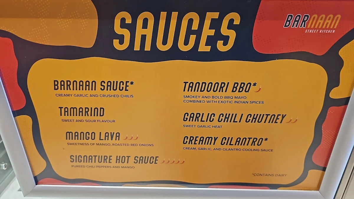 Menu, BarNaan - Wraps and Bowls