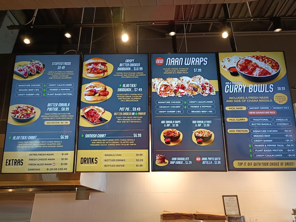 Menu, BarNaan - Wraps and Bowls