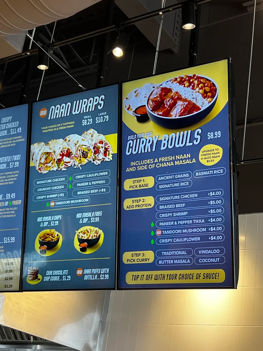 Menu, BarNaan - Wraps and Bowls