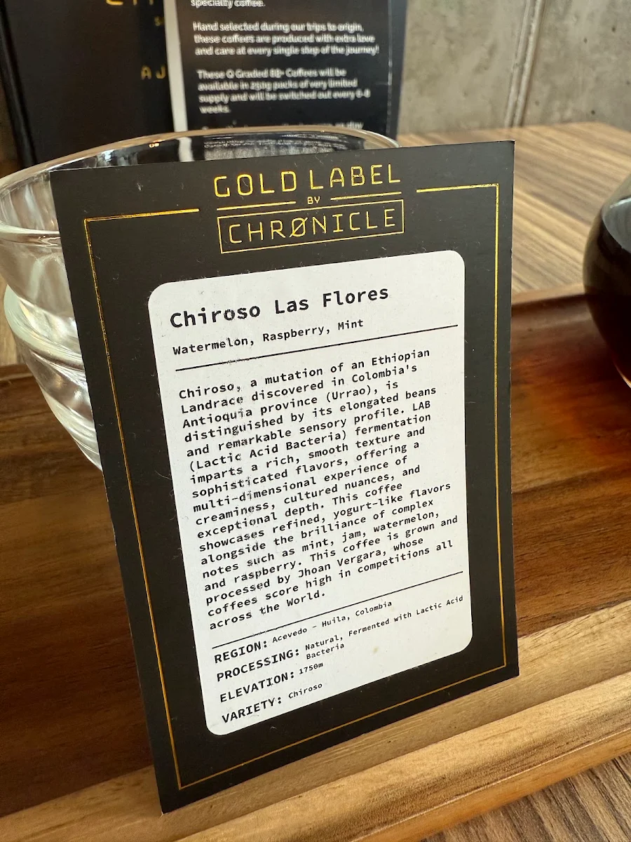 Menu, Qlab by Chronicle Coffee Roasters