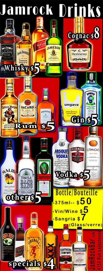 Menu, Bar Jamrock