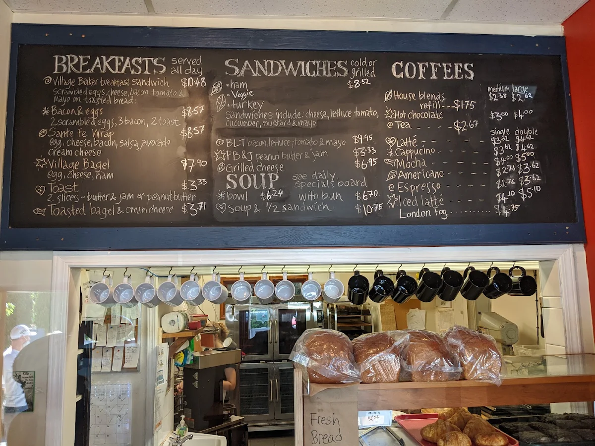 Menu, The Village Baker Café