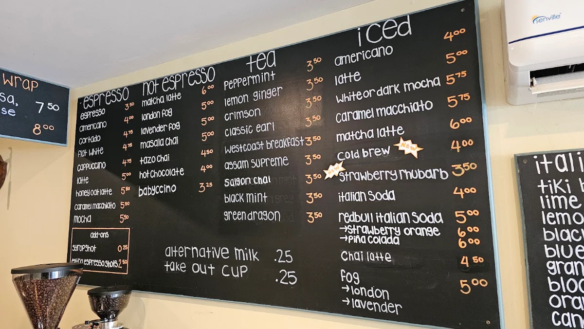Menu, Ed's Coffeehouse