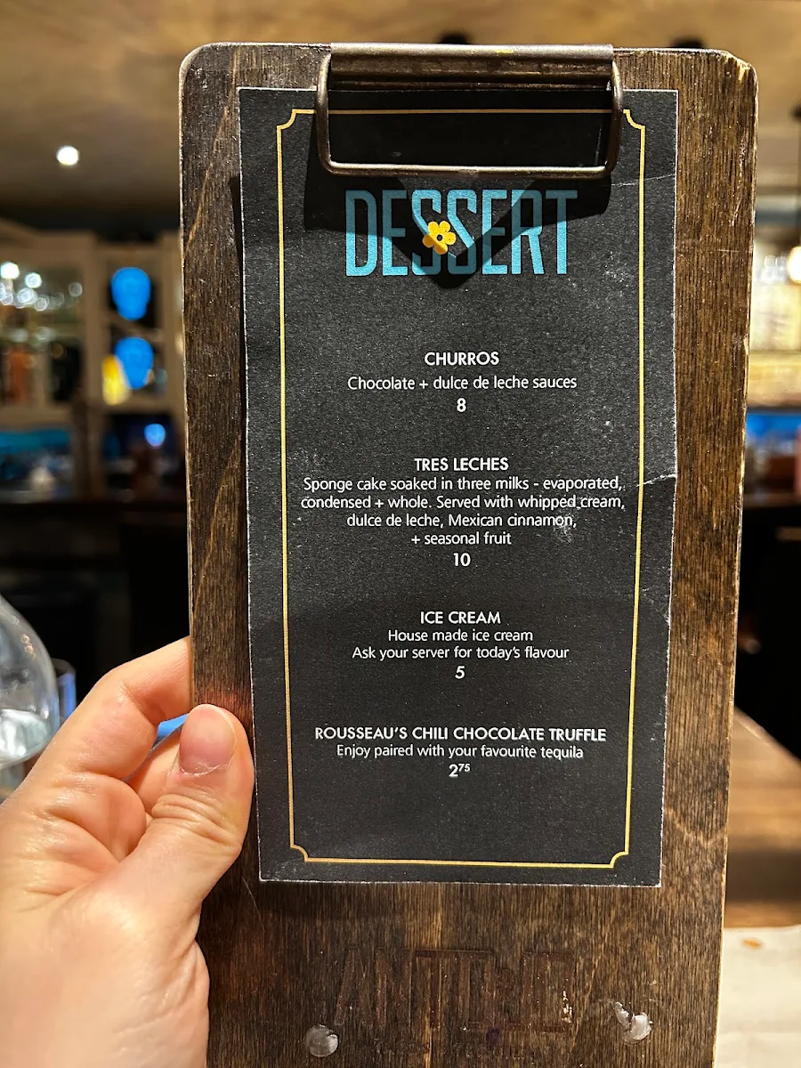 Menu, Antojo Tacos + Tequila