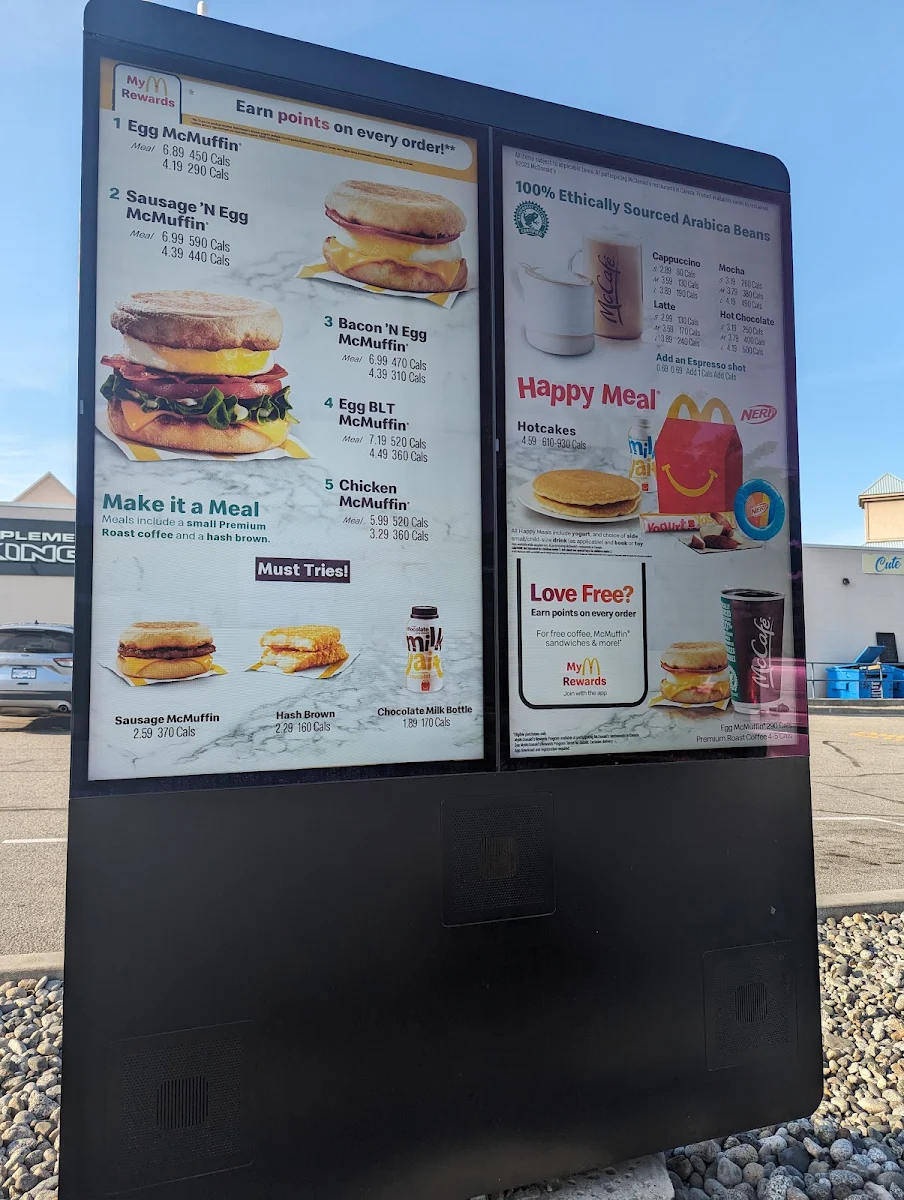 Menu, McDonald's
