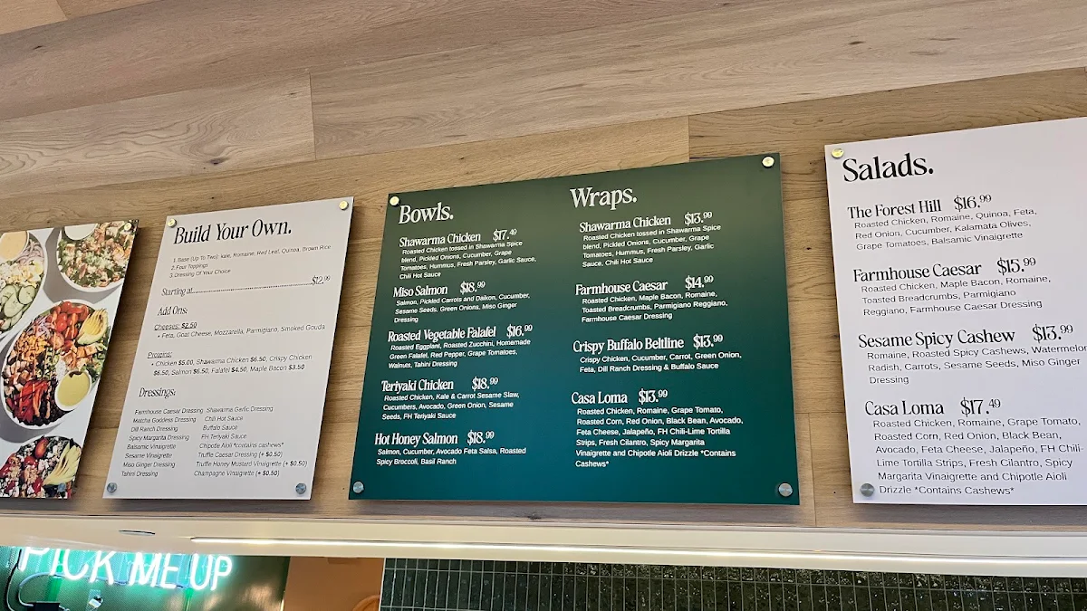 Menu, Forest Hill Farmhouse
