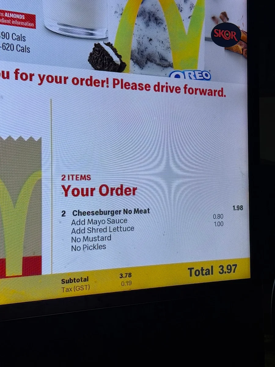 Menu, McDonald's