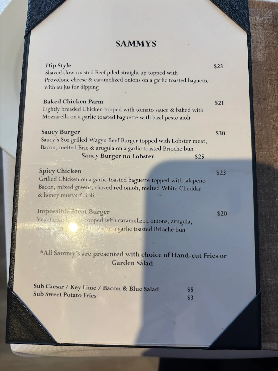 Menu, Saucy