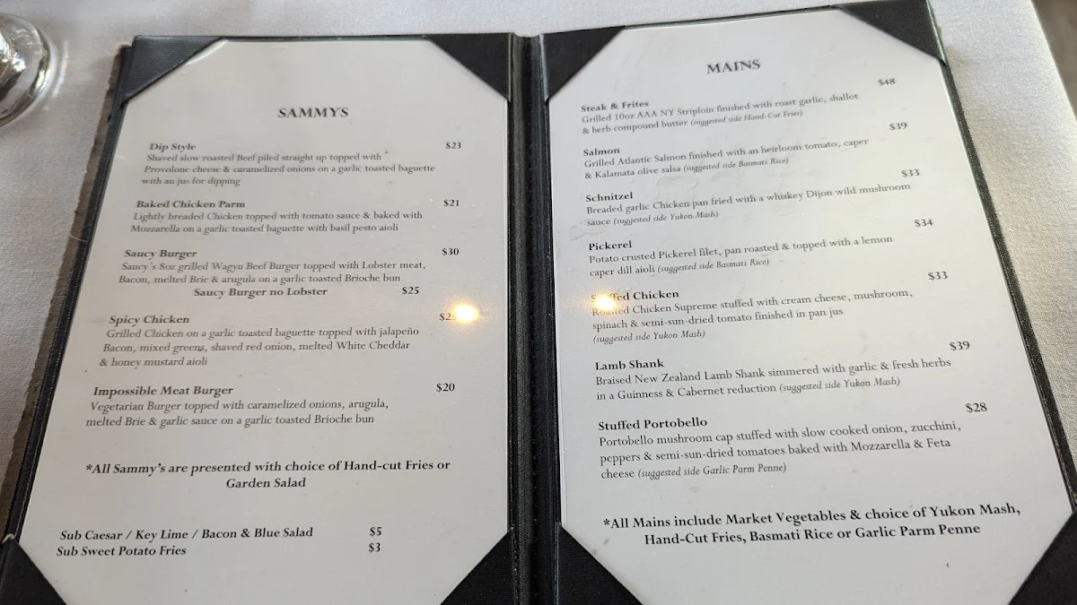 Menu, Saucy