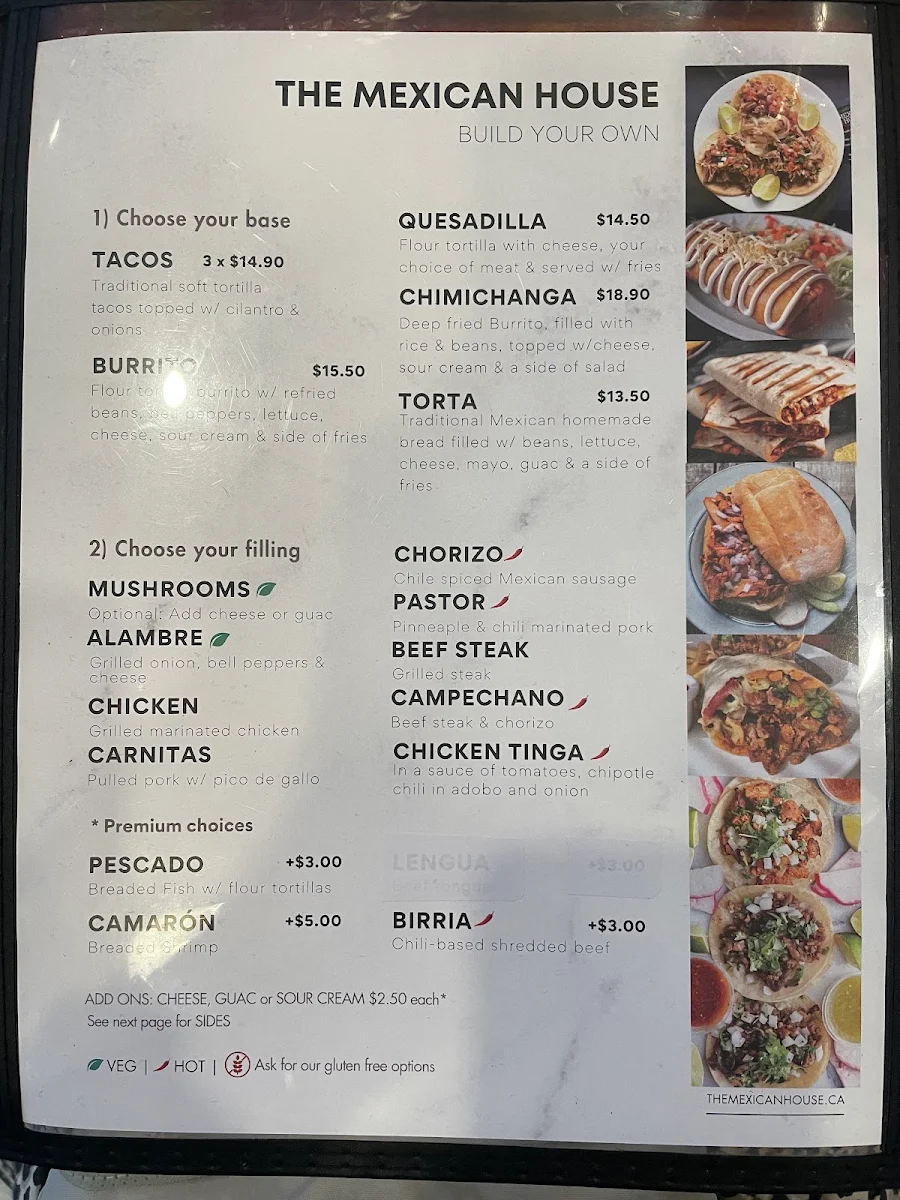 Menu, The Mexican House - Downtown
