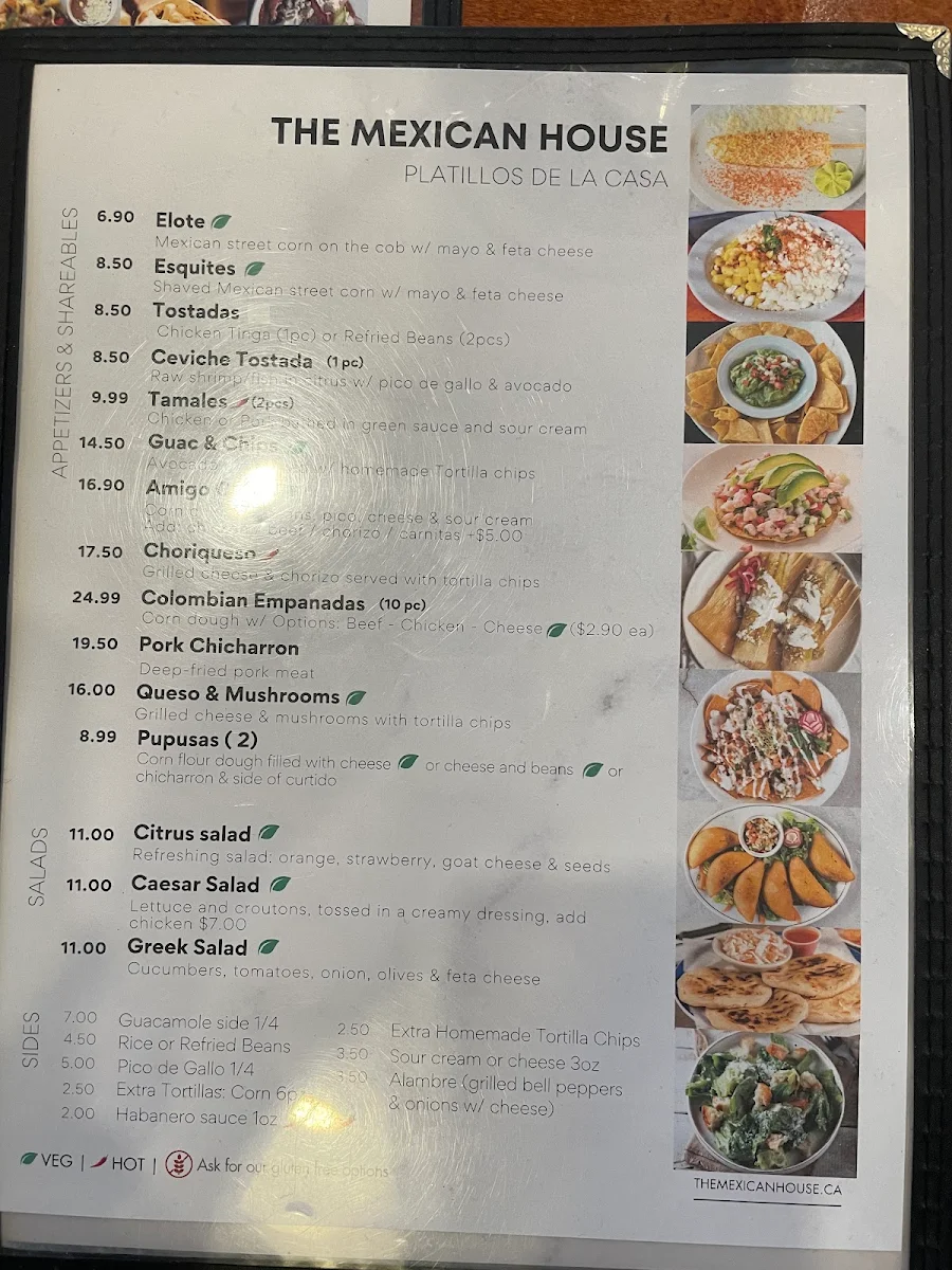 Menu, The Mexican House - Downtown