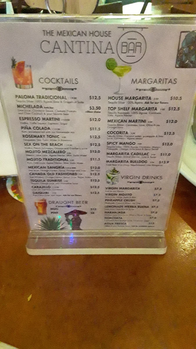 Menu, The Mexican House - Downtown
