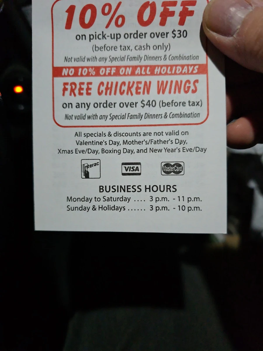 Menu, Lucky Wok