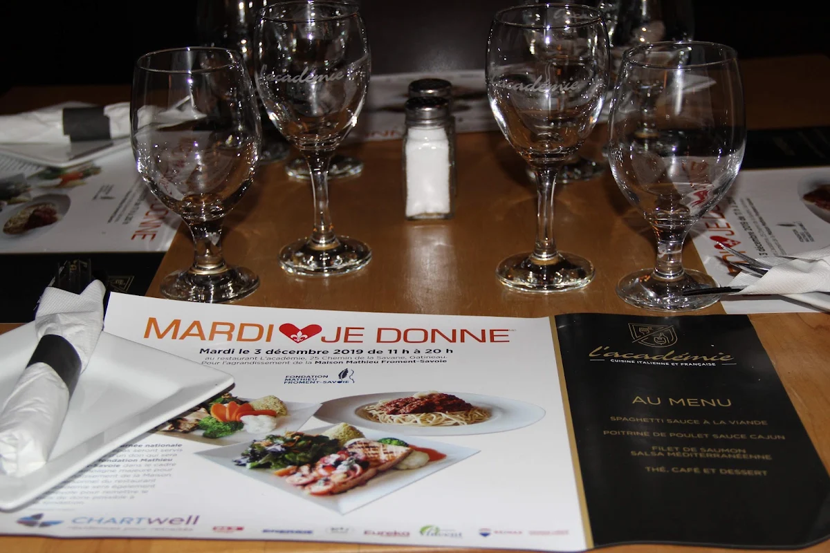 Menu, Restaurant L'Académie Gatineau