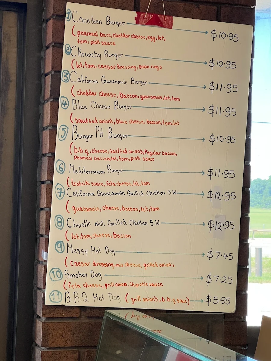 Menu, Burger Pit