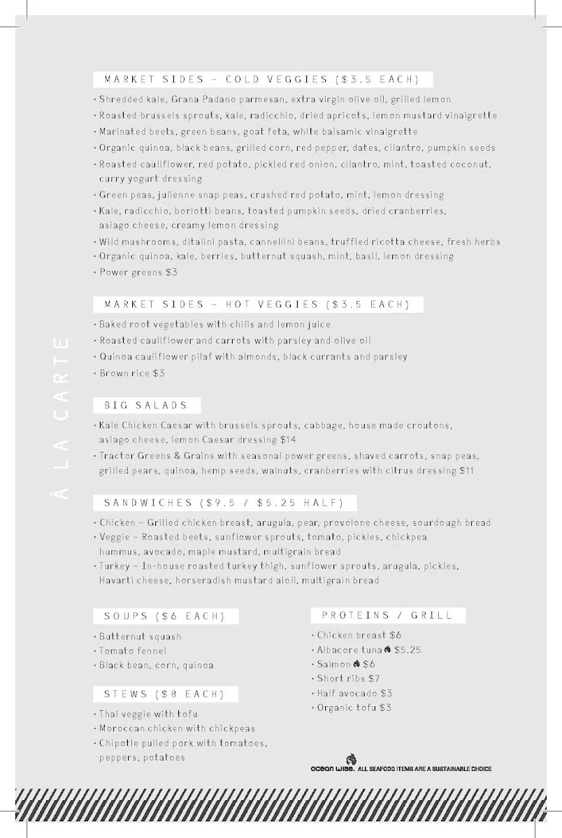 Menu, Tractor Everyday Healthy Foods - Ash & Broadway