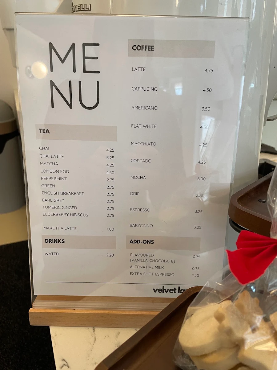 Menu, Velvet Lane Cakes