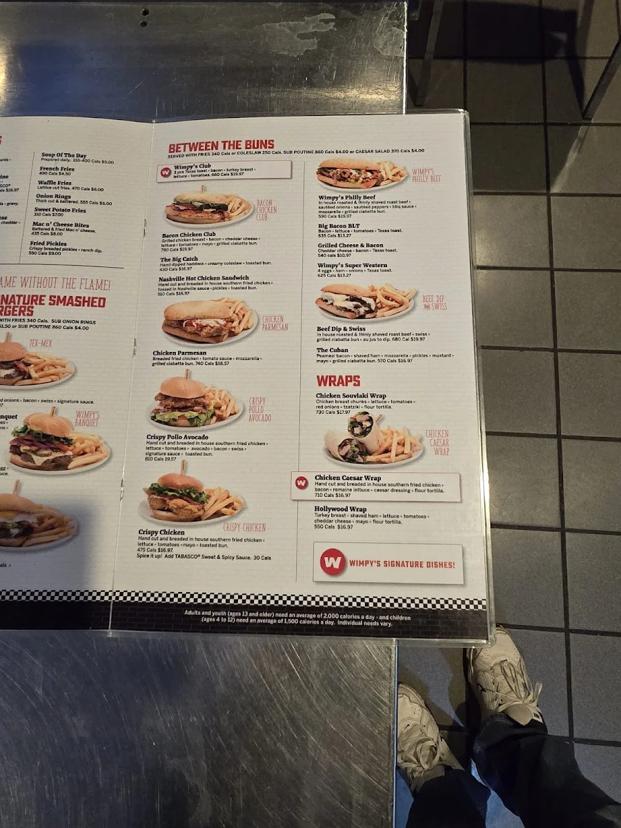 Menu, Wimpy's Diner