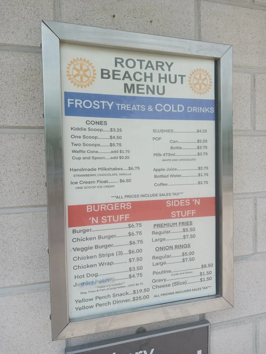 Menu, Rotary Beach Hut