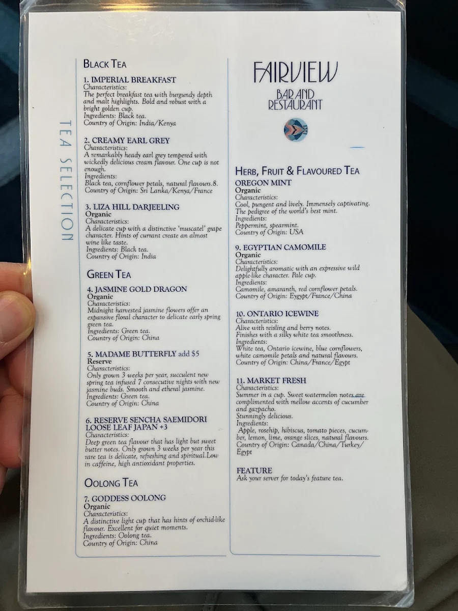 Menu, AFTERNOON TEA