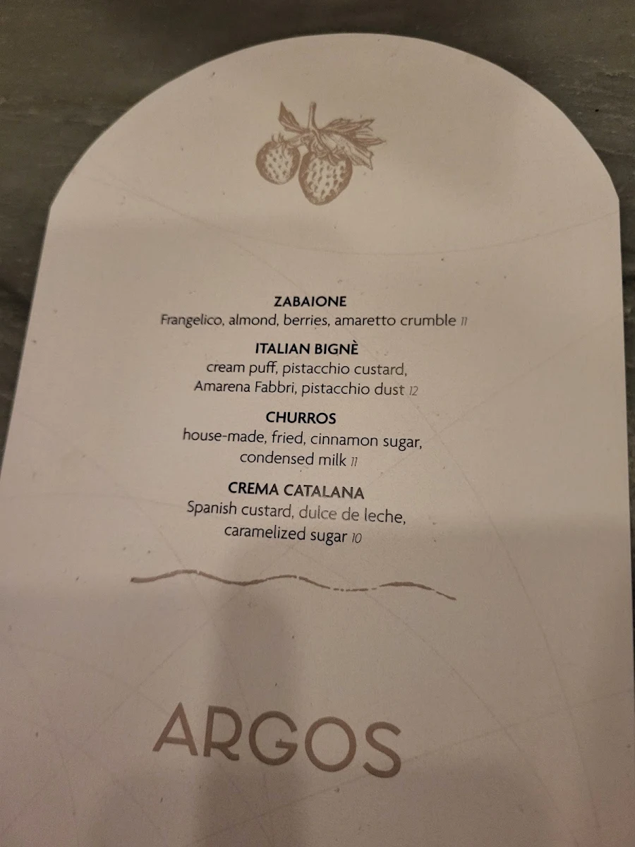 Menu, ARGOS Bar | Bistro